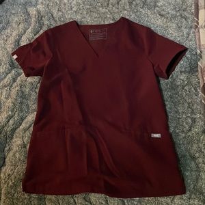 Figs burgundy scrub top